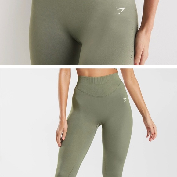 Gymshark Sweat Seamless leggings and longline bra top SET size S Dusty Olive - Picture 7 of 11